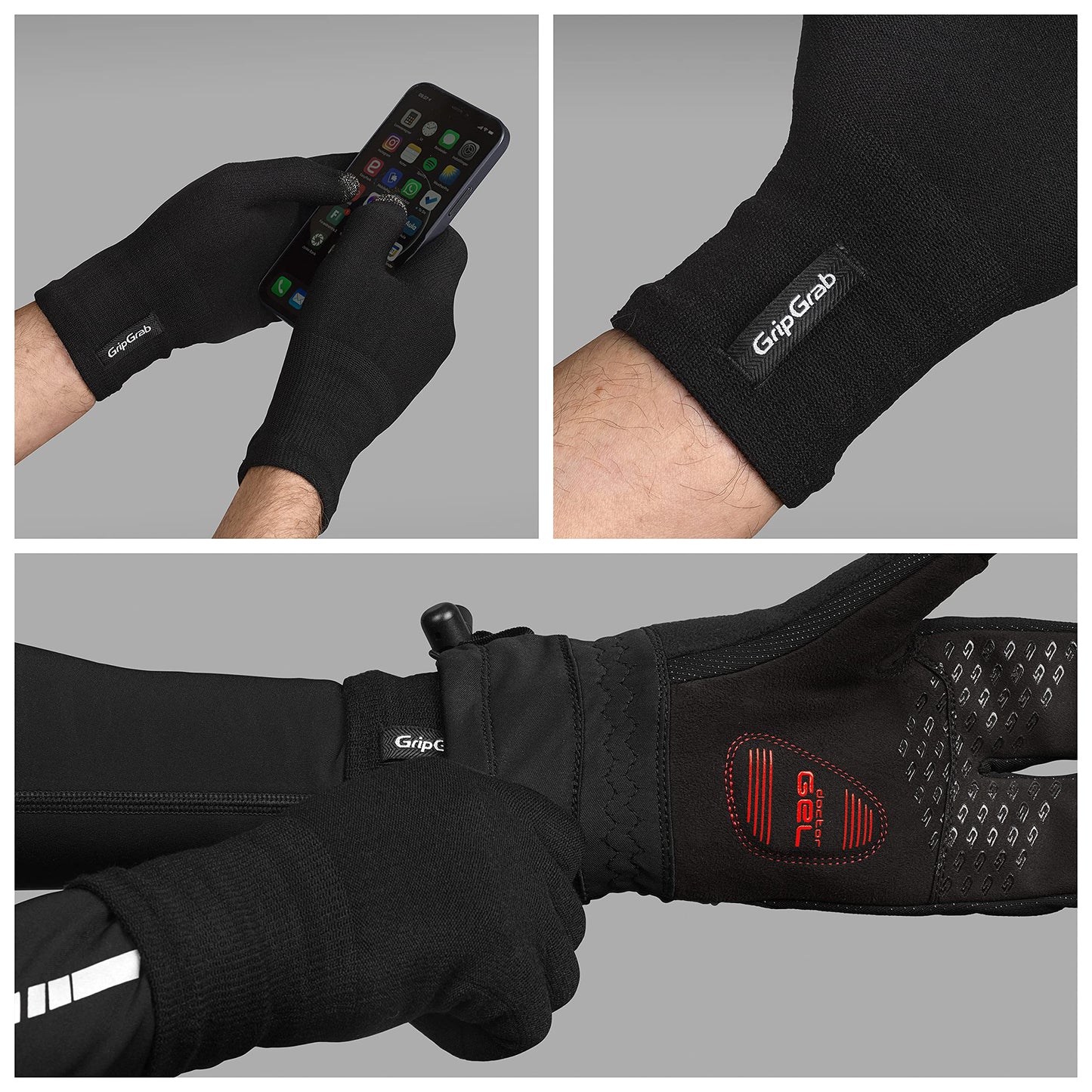 GripGrab Gants Doublure en Laine Mérinos Gants Tactiles Thermiques sous-Gants Cyclisme avec Laine Mérinos Vélo Quotidien Randonnée