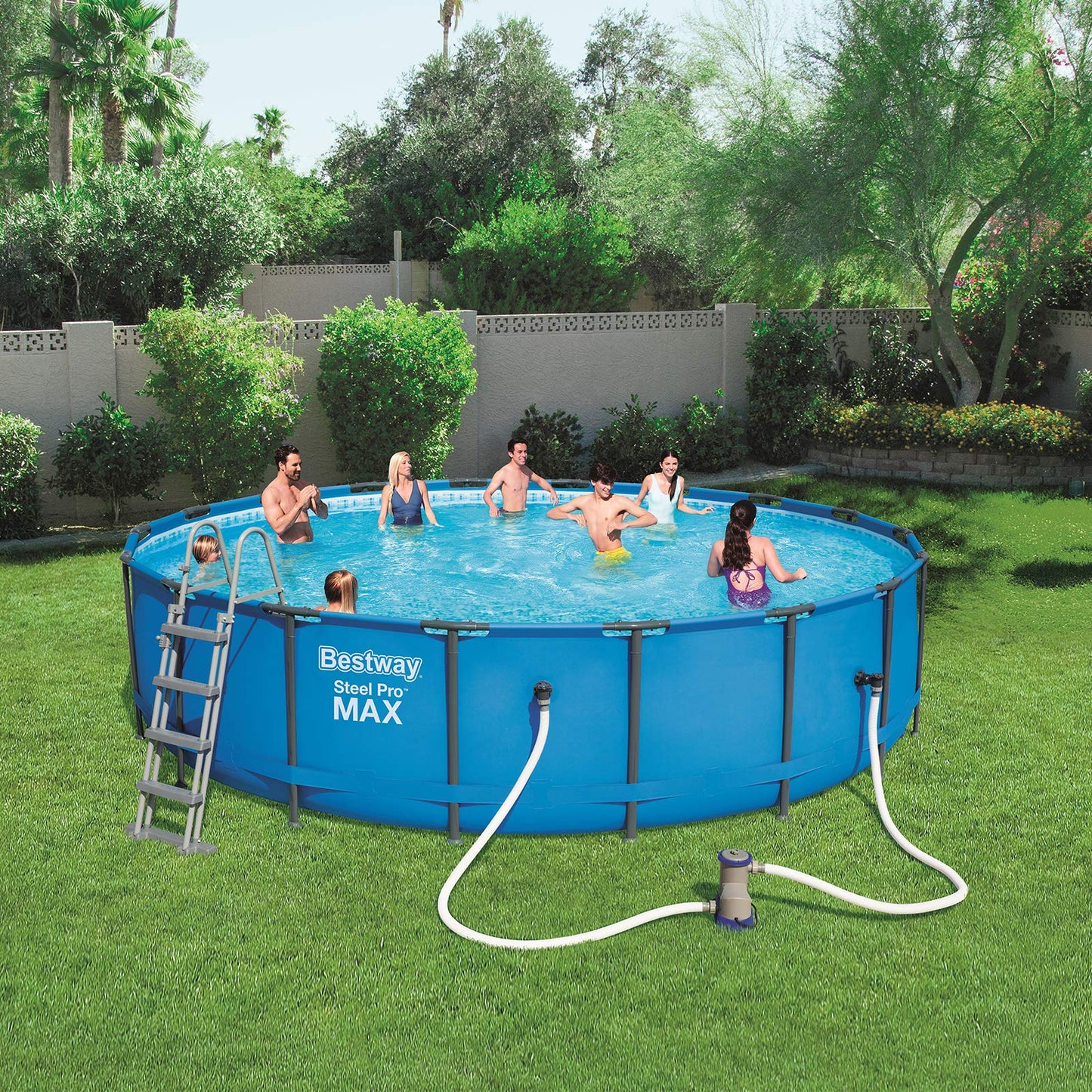 Bestway - Piscine tubulaire autoportante - ø 5.49 x 1.22 m - Bleue - Inclus pompe filtrante 3,028m3/h, épurateur à cartouche Dacron II tapis de sol, bâche de couverture, échelle