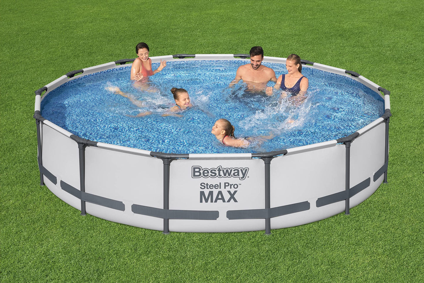 Bestway Steel Pro Max Piscine Hors-Sol Ronde avec Pompe de Filtration Gris Ø 427 x 84 cm