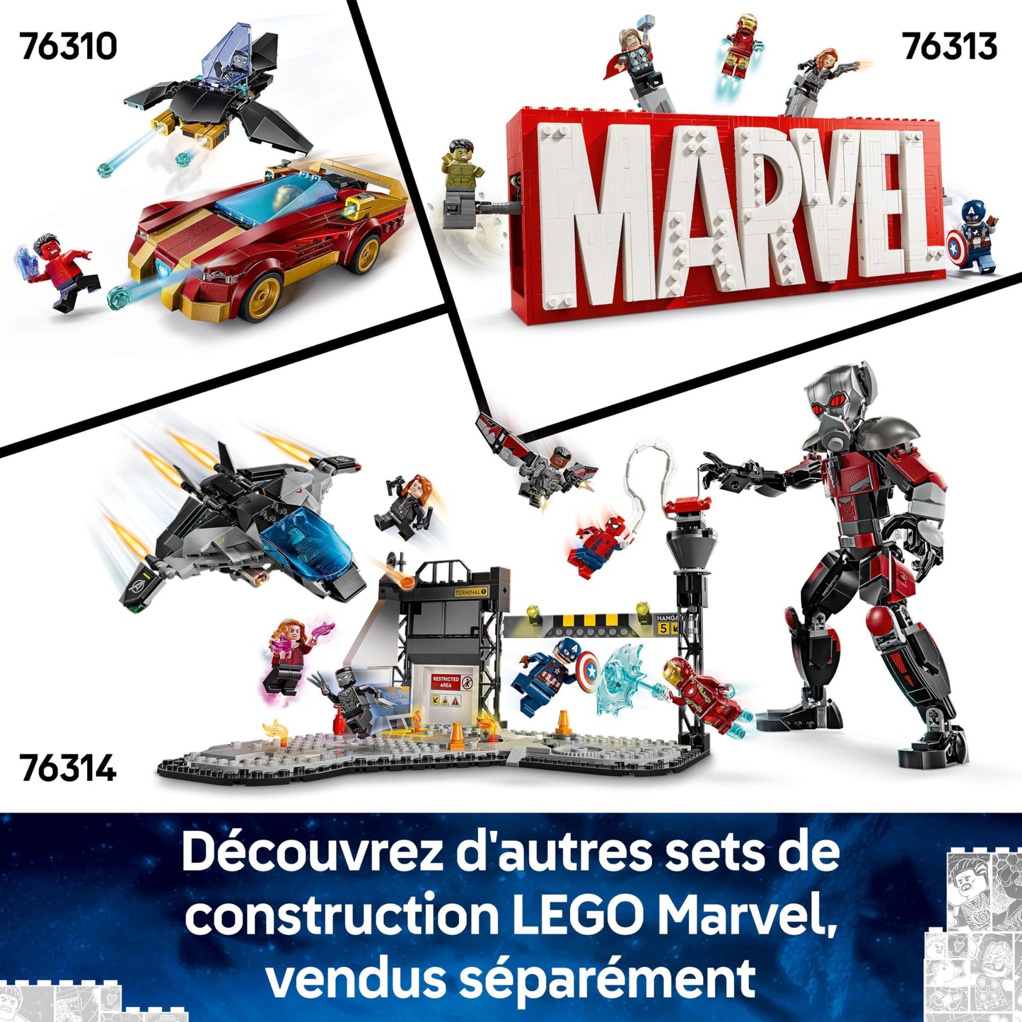 LEGO Marvel Le Robot d’Iron Man Contre Ultron - Jouet de Construction avec minifigurines de Super héros - Stimule Le Jeu de rôle - Idée de Cadeau d'anniversaire pour garçon dès 6 Ans 76307