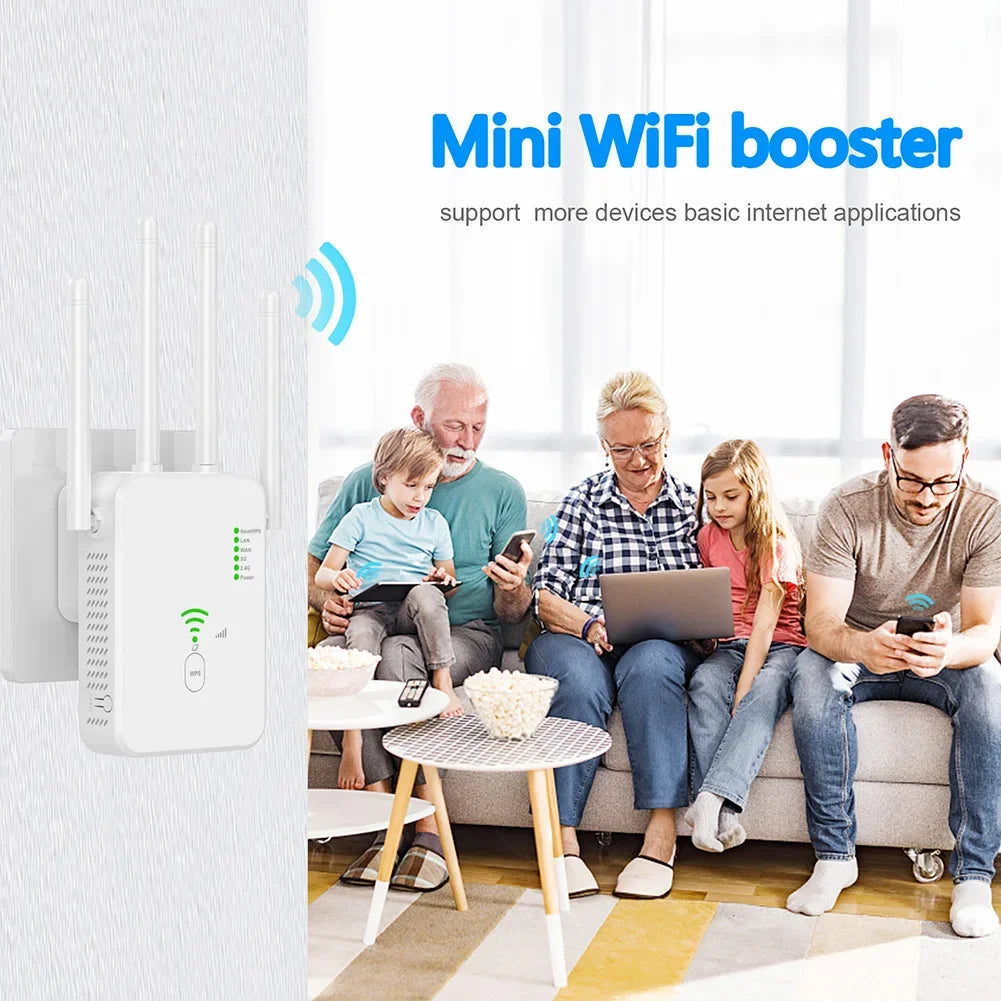 Amplificateur de signal Wi-Fi sans fil, routeur, répéteur, amplificateur, 1200Mbps, 5G, 2.4G, Gigabit, extérieur, maison, bureau, touristes, bande