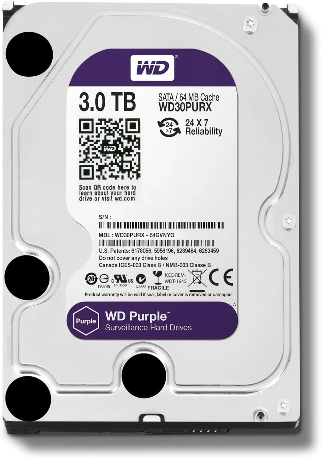 WD Purple 4TB 3TB 2T Surveillance HDD 64M Cache SATAIII 6.0Gb/s 3.5" Western Digital Internal Hard Drive 1T 500G 6TB HD Harddisk