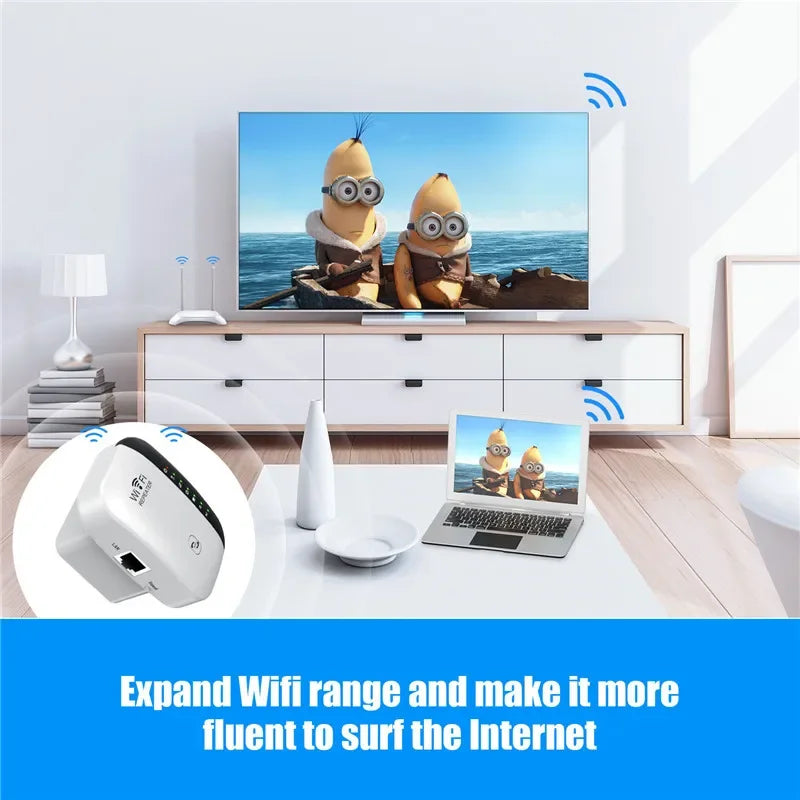 Répéteur WiFi sans fil, 300Mbps, extension de signal WiFi 24G, amplificateur WiFi sans fil, stérilisation 11N, booster WiFi longue portée pour PC, ordinateur portable, TV