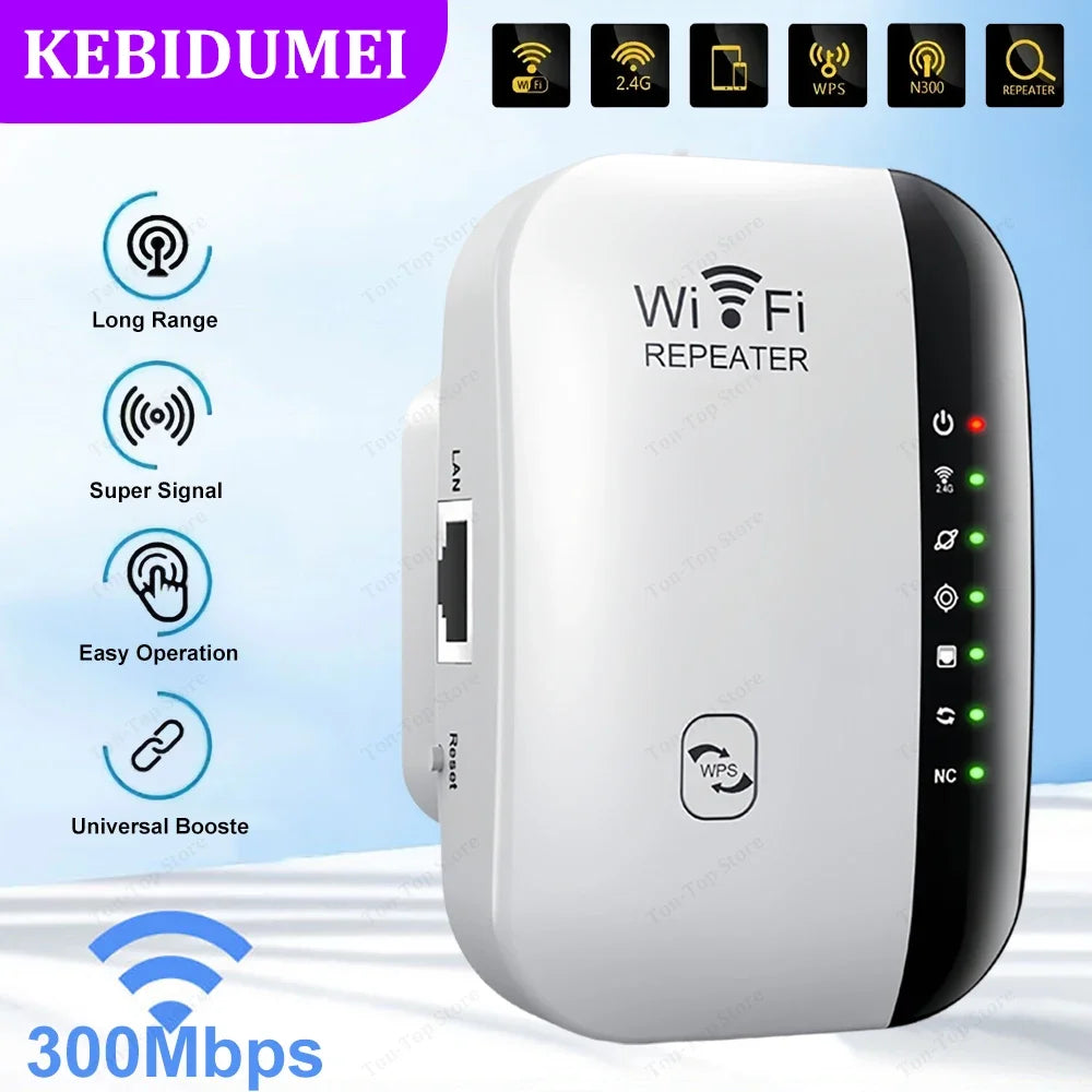 Répéteur WiFi sans fil, 300Mbps, extension de signal WiFi 24G, amplificateur WiFi sans fil, stérilisation 11N, booster WiFi longue portée pour PC, ordinateur portable, TV