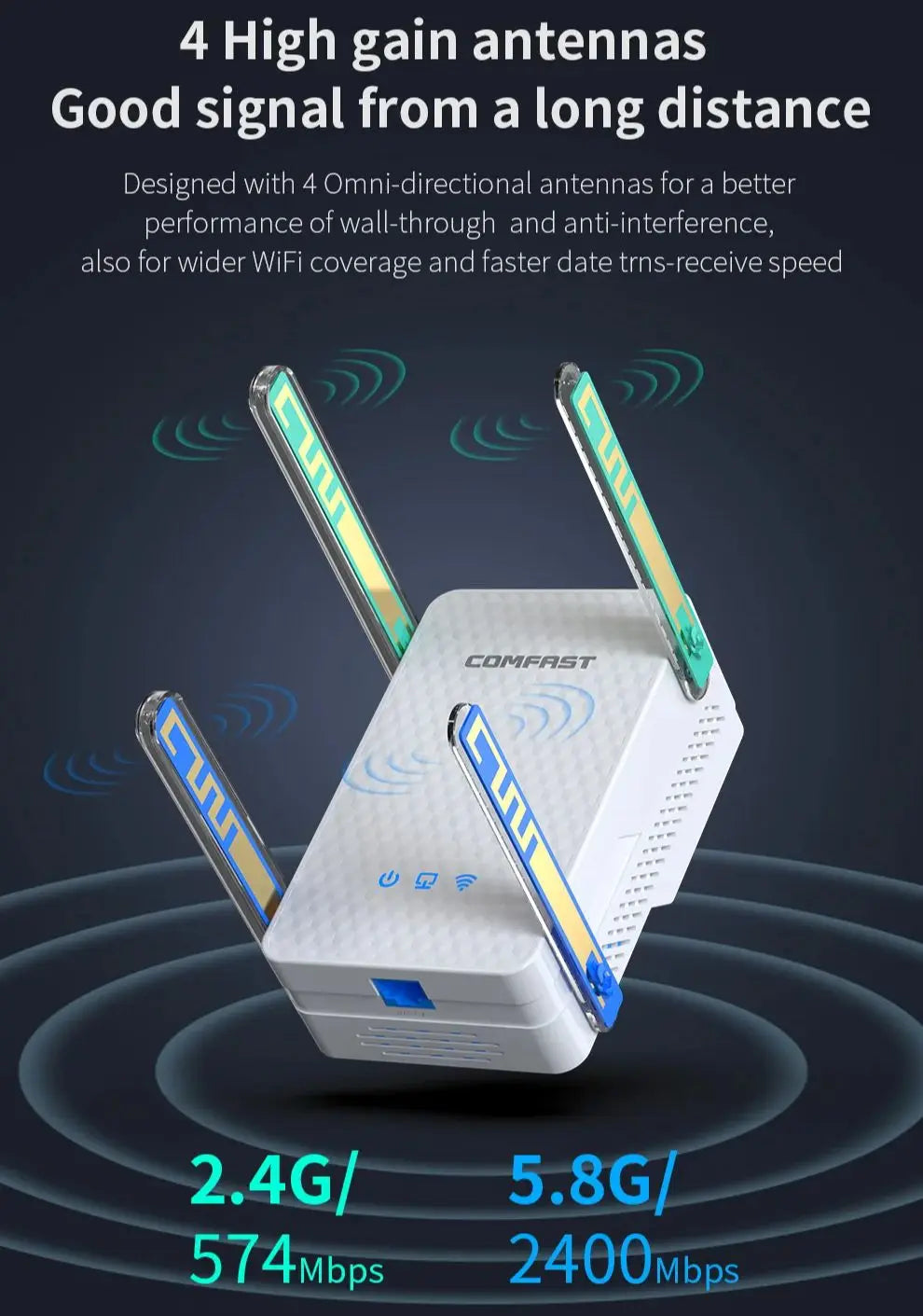 AX3000 Wifi 6 Repeater Gigabit Wireless Extender Dual Band 2.4&5Ghz  4 Antenna Wi-fi Router Long Range Wlan Signal Amplifer Home