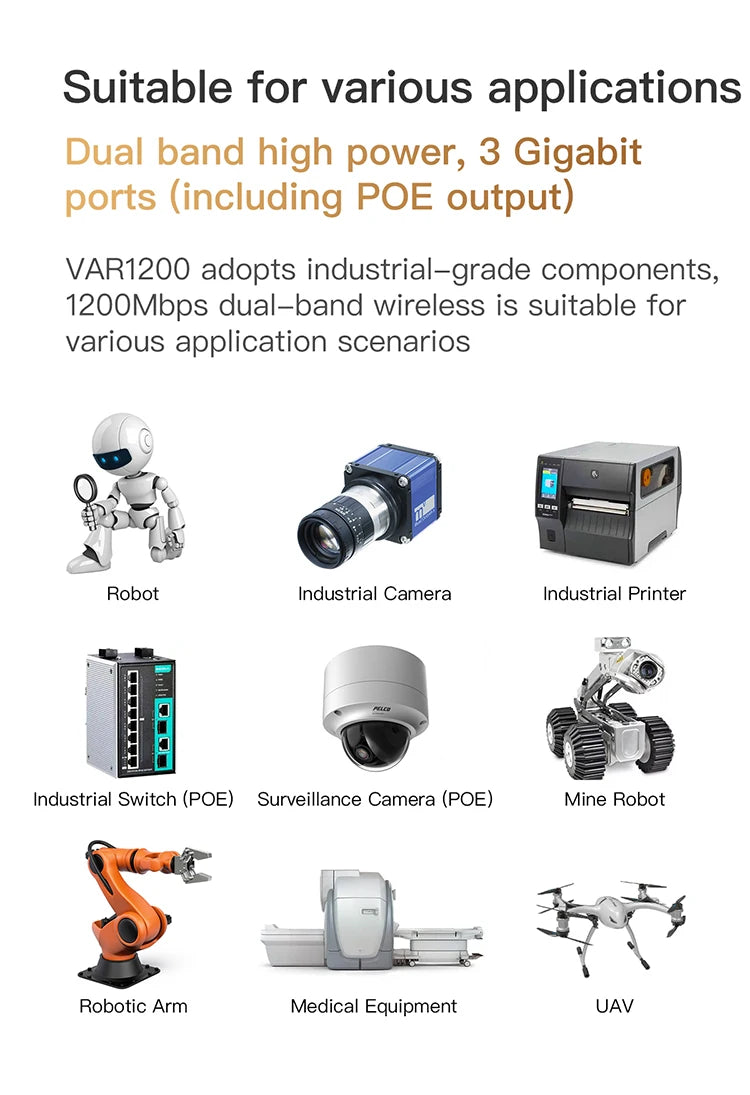 VONETS-Routeur Wi-Fi Gigabit pour moniteur DVR, répéteur de pont sans fil, bande touristique haute puissance, alimentation POE, Ethernet, 2.4G, 5G