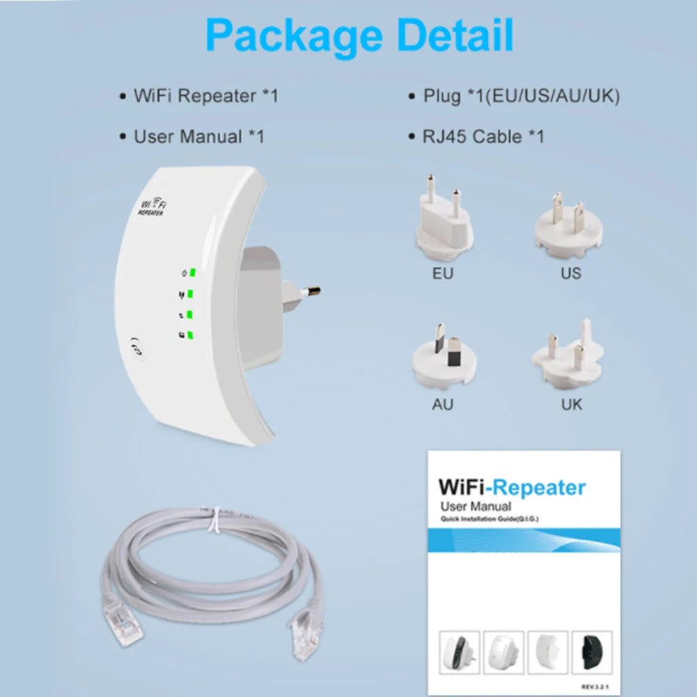 Répéteur WiFi sans fil, 300Mbps, extension longue portée, routeur, amplificateur de signal, booster, point d'accès