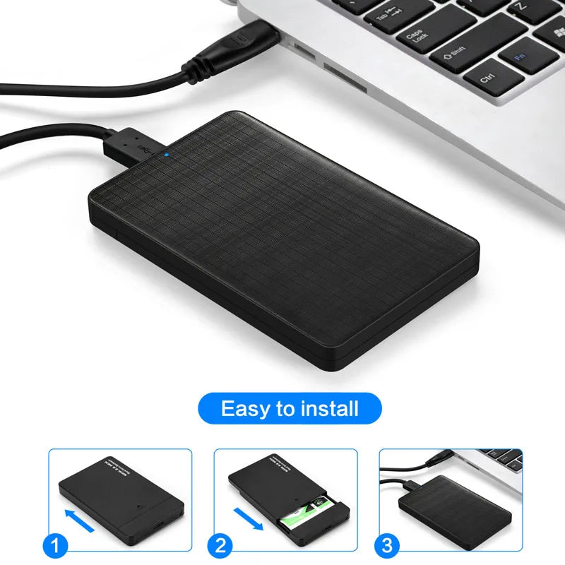 2.5inch USB 3.0 SATA Hd Box HDD Drive External HDD Enclosure Black Tool Free 5 Gbps Support UASP for 7mm/9.5mm 2.5 inch SATA SSD